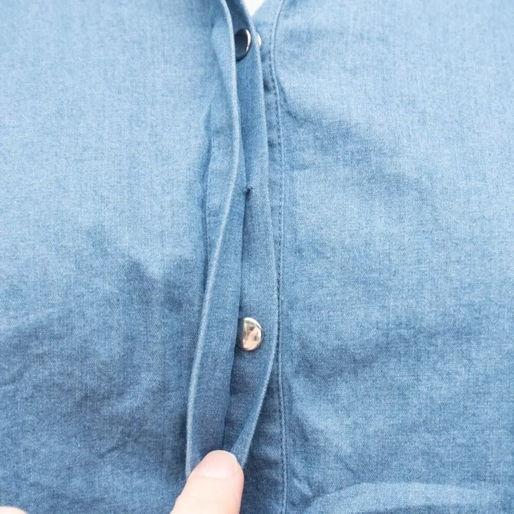 Lafayette 148 New York Long Sleeve Button Down Chambray Shirt Size Small - Picture 6 of 10